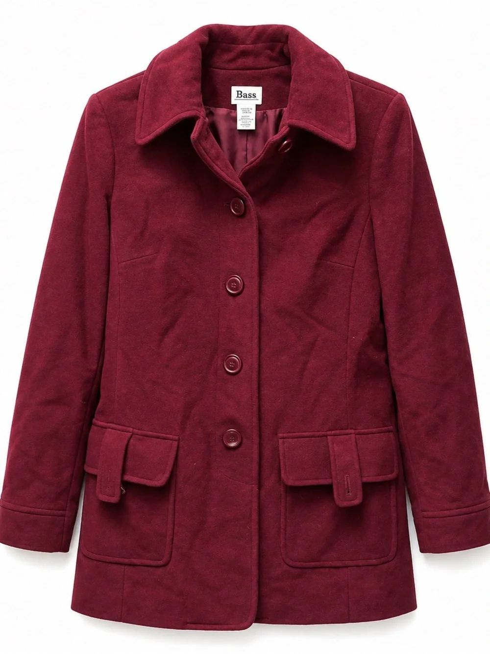 G.H. Bass & Co. Burgundy Wool-Blend Pea Coat